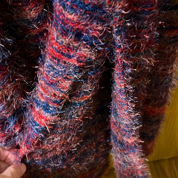 BAND OF THE FREE Sunset Boulevard Eyelash Sweater Fluffy Red & Purple Duster - Picture 11 of 12